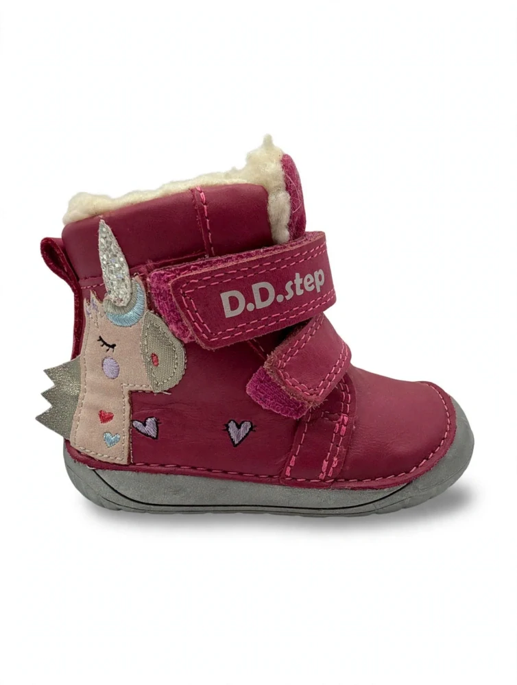 Dívčí zimní kožené barefoot boty D.D.step W070-328