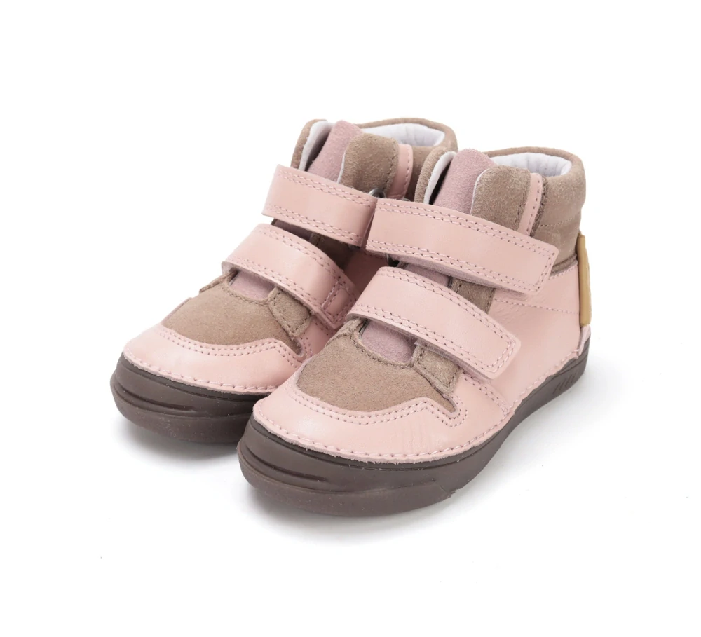 Dívčí kožené boty D.D.step A040-52560EM - růžovo-šedá