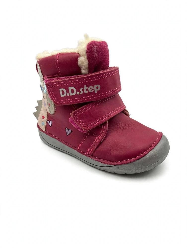 Dívčí zimní kožené barefoot boty D.D.step W070-328