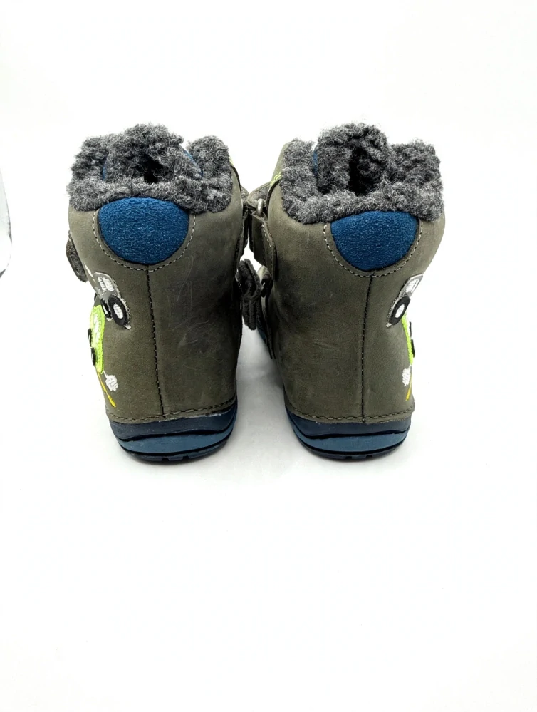 Dětské zimní kotníkové boty D.D.step W029-645B Dark Grey - s autíčky, zateplené