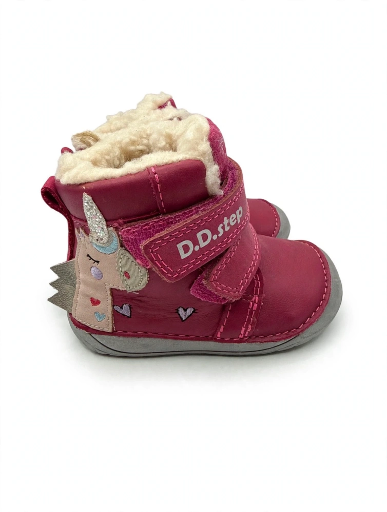 Dívčí zimní kožené barefoot boty D.D.step W070-328