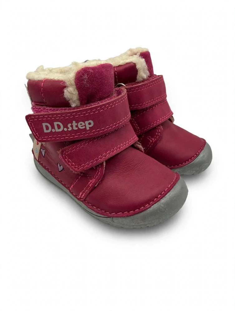 Dívčí zimní kožené barefoot boty D.D.step W070-328